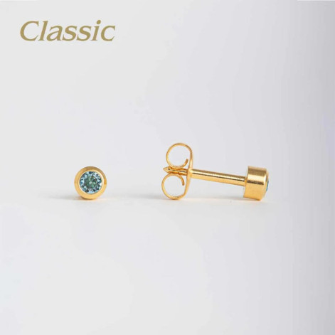  Brinco Antialérgico Studex Classic Azul Médio Dourado - 1 Par