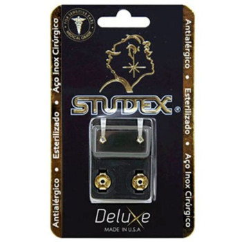 Brinco Antialérgico Studex Deluxe Zircônia Média Dourada