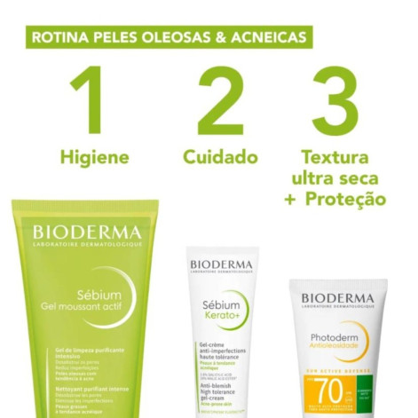 Gel de Limpeza Sébium Bioderma Gel Moussant Actif com 200mlel Moussant Actif 200ML