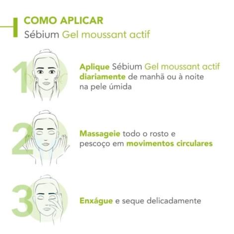 Gel de Limpeza Sébium Bioderma Gel Moussant Actif com 200mlel Moussant Actif 200ML