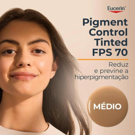 Protetor Solar Facial Eucerin Pigment Control Tinted FPS 70 Médio 50ml