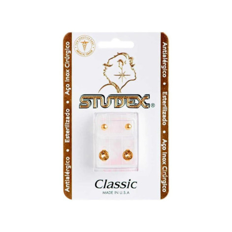 Brinco Antialérgico Studex Classic Bolinha Média Dourada 1 unidade