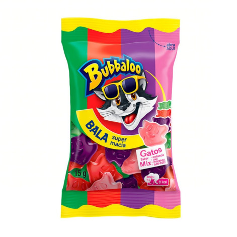 Bala Mondelez Gatos Sabor Mix Melancia Uva Morango Tutti-Frutti 15g