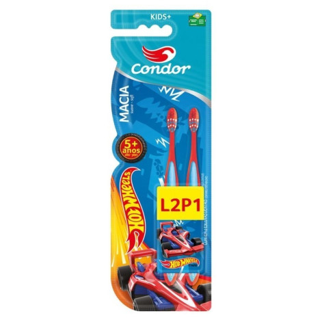 Escova Dental Condor Hot Wheels Kids+ Leve 2 Pague 1 Macia Especial
