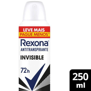  Desodorante Antitranspirante Aerosol Rexona Invisble Feminino 72h 250ml