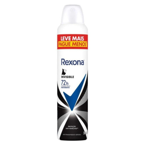  Desodorante Antitranspirante Aerosol Rexona Invisble Feminino 72h 250ml