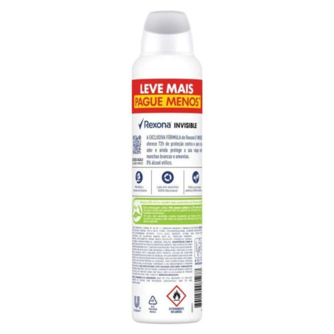  Desodorante Antitranspirante Aerosol Rexona Invisble Feminino 72h 250ml