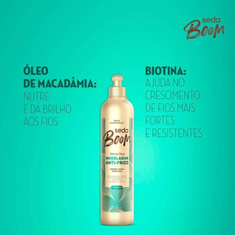 Creme de Pentear Cabelo Cacheado Seda Boom Pro Curvatura Antifrizz 350ml
