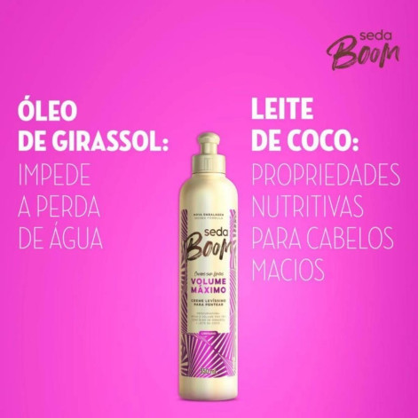 Creme de Pentear Cabelo Cacheado Seda Boom Pro Curvatura Volume Máximo 350ml