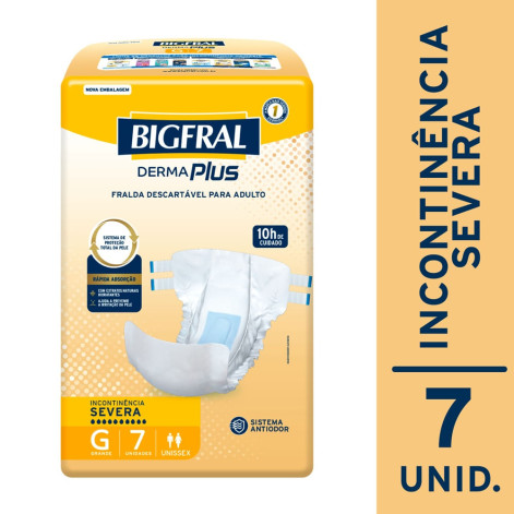 Fralda Geriátrica Unissex Bigfral Derma Plus Adulto G 7 unidades