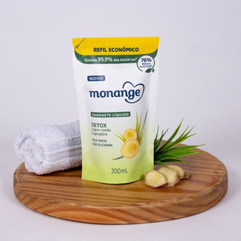 Sabonete Líquido Monange Detox Capim-Limão E Gengibre Refil 400ml