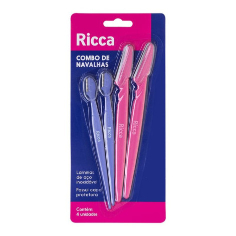 Conjunto com 4 Navalhas Para Sobrancelha Ricca