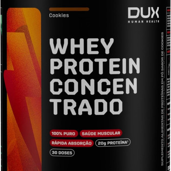  Whey Protein Concentrado Cookies Pote 900g – Contribui para o Ganho Muscular Hipertrofia – Dux Human Health