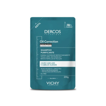 Refil Shampoo Vichy Dercos Oil-Correction Purificação e Controle de Sebo Refil 200g