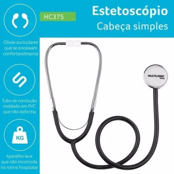 Estetoscopio Multilaser 1 Unidade Cabeca Simples