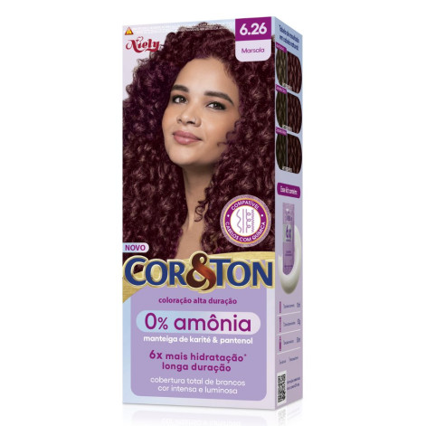 Kit Cor&Ton Color Sem Amonia Marsala 6.26