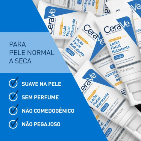 Loção Hidratante Facial CeraVe AM FPS 50 Proteção Solar e Hidratação com Ceramidas 52ml