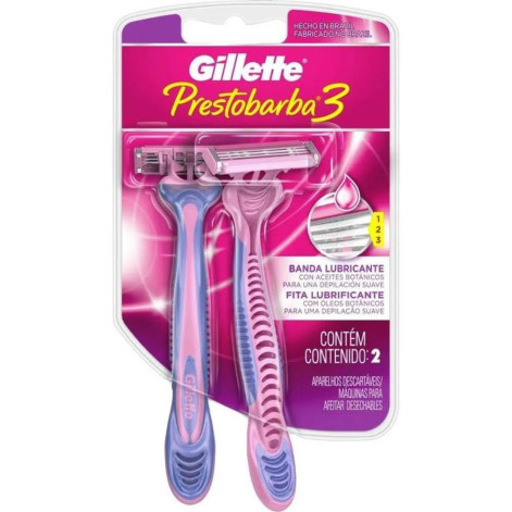 Aparelho Feminino Gillette Prestobarba3 com 2 Unidades Aparelho Feminino Gillette Prestobarba3 com 2 Unidades
