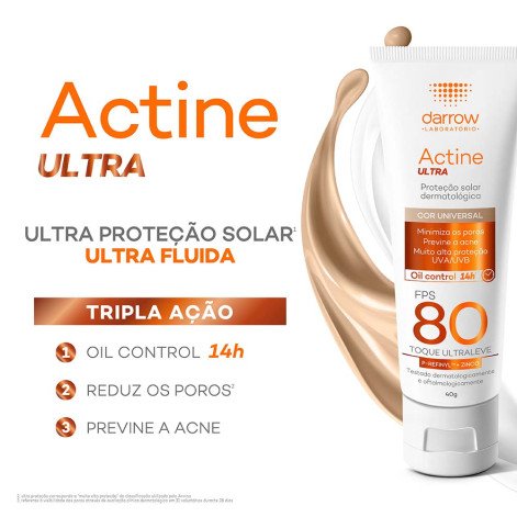 Protetor Solar com Cor Darrow Actine Solar FPS 80