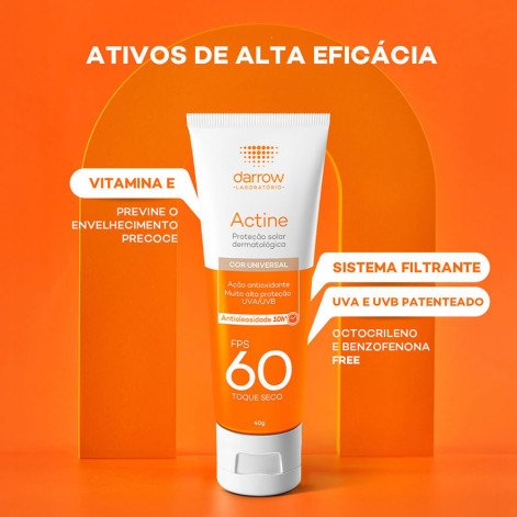 Protetor Solar Facial Dermatológico Darrow Actine Fps60 Com Cor 40g