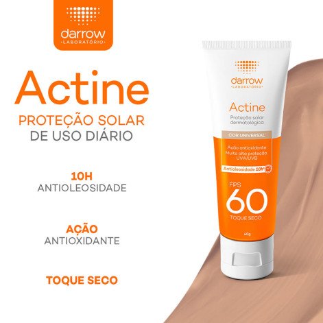 Protetor Solar Facial Dermatológico Darrow Actine Fps60 Com Cor 40g