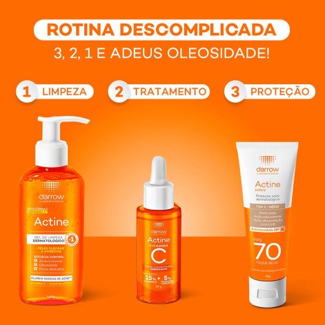 Protetor Solar Facial Dermatológico Darrow Actine Colors Fps70 Tom 2  Médio 40g