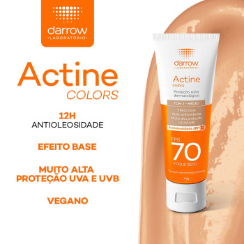 Protetor Solar Facial Dermatológico Darrow Actine Colors Fps70 Tom 2  Médio 40g