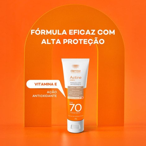 Protetor Solar Facial Dermatológico Darrow Actine Colors Fps70 Tom 2  Médio 40g