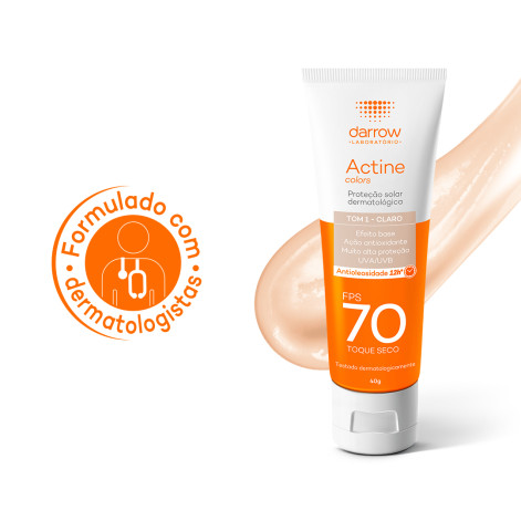 Protetor Solar Facial Darrow Actine Colors Toque Seco FPS70 Cor Pele Clara 40g