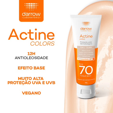 Protetor Solar Facial Darrow Actine Colors Toque Seco FPS70 Cor Pele Clara 40g