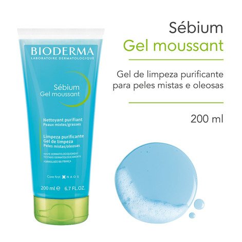 Bioderma Sébium Gel Moussant Gel de Limpeza Antioleosidade Facial 200ml