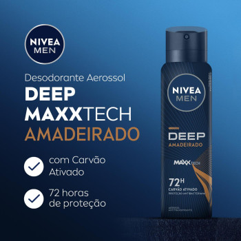  Desodorante Antitranspirante Aerosol Nivea Men Deep Amadeirado 48h 150ml