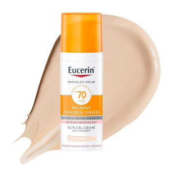 Protetor Solar Facial Eucerin FPS 70 Sun Pigment Control Antimanchas Cor Clara 50ml Gel Creme