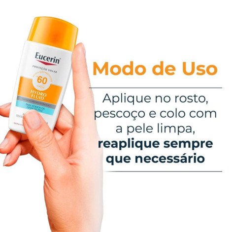 Protetor Solar Facial Fluido FPS 60 Eucerin Hydro Fluid 50ml Protetor Solar Facial Fluido FPS 60 Eucerin Hydro Fluid 50ml