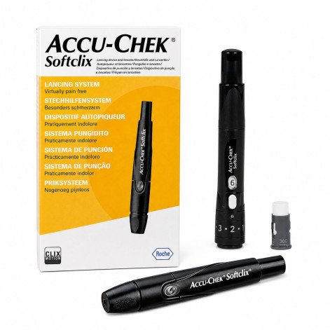 Lancetador AccuChek Softclix Roche + 25 Lancetas Kit Completo