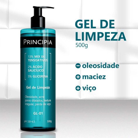 Gel de Limpeza Facial Principia Skincare GL-01 13% Tensoativos + 2% Ácido Salicílico + 5% Glicerina 500g Gel de Limpeza Facial Principia Skincare GL-01 13% Tensoativos + 2% Ácido Salicílico + 5% Glicerina 500g