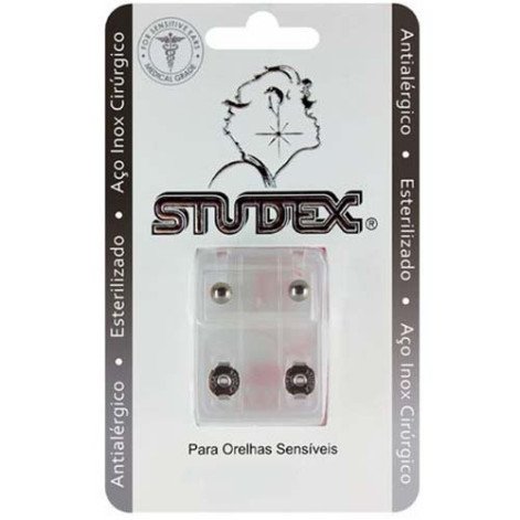 Brinco Antialérgico Studex Classic Bolinha Média Prateado