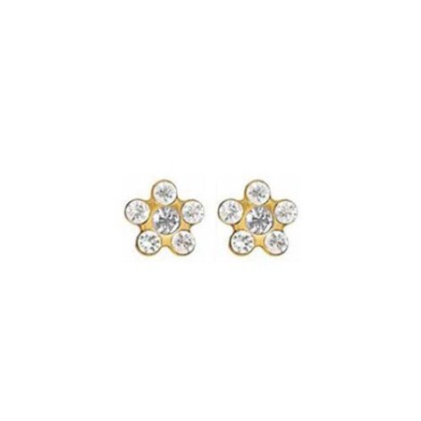 Brinco Antialérgico Studex Deluxe Daisy Cristal Rosa Dourado