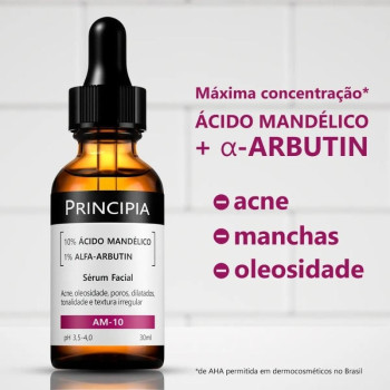  Sérum Facial Renovador Principia Skincare AM-10 Ácido Mandélico + Alfa-arbutin 30ml