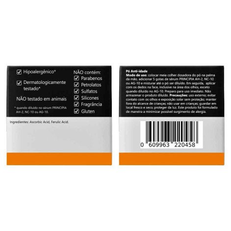 Vitamina C Pura 95% + 5% Ácido Ferúlico Principia Vc-95 Pó Ultrafino