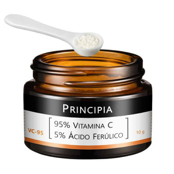 Vitamina C Pura 95% + 5% Ácido Ferúlico Principia Vc-95 Pó Ultrafino