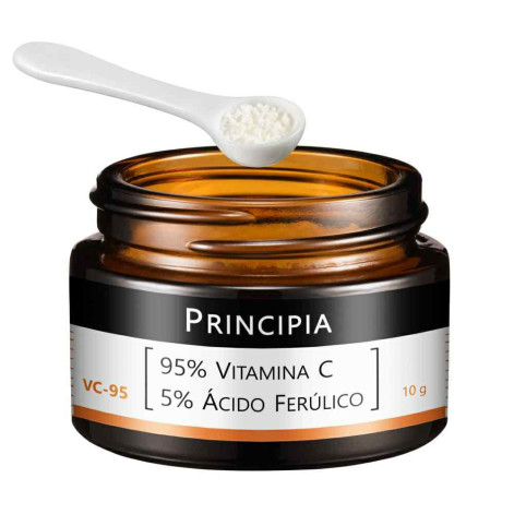 Vitamina C Pura 95% + 5% Ácido Ferúlico Principia Vc-95 Pó Ultrafino