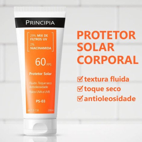 Protetor Solar Principia Skincare PS-03 2% Niacinamida FPS 60 200ml