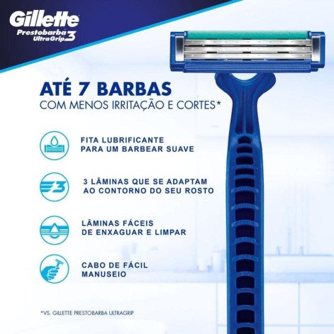 Aparelho de Depilar Gillette Prest3 Ugrip C/2Un