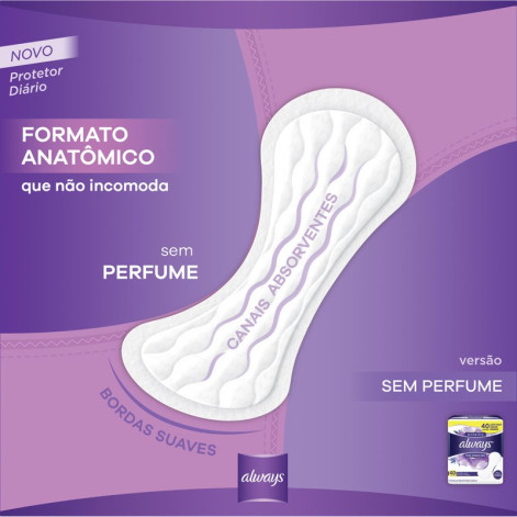 Protetor Diário Always Sem Perfume 40 Unidades Protetor Diário Always Sem Perfume 40 Unidades