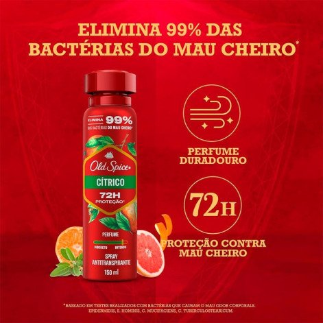 Desodorante Antitranspirante Aerossol Masculino Old Spice Cítrico 150ml