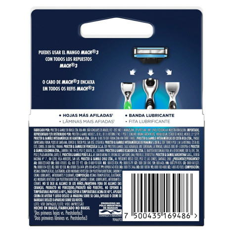 Carga Para Aparelho De Barbear Gillette Mach3 4 unidades Carga Para Aparelho De Barbear Gillette Mach3 4 unidades