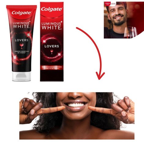 Creme Dental Colgate Luminous White Lovers Vinho 70 g branqueador clareamento dental Creme Dental Colgate Luminous White Lovers Vinho 70 g branqueador clareamento dental