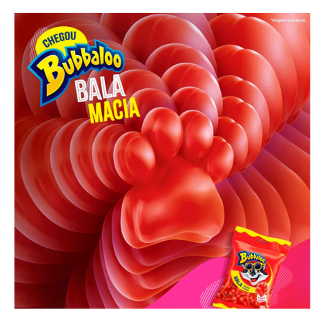 Bala Macia Bubbaloo Morango 75g