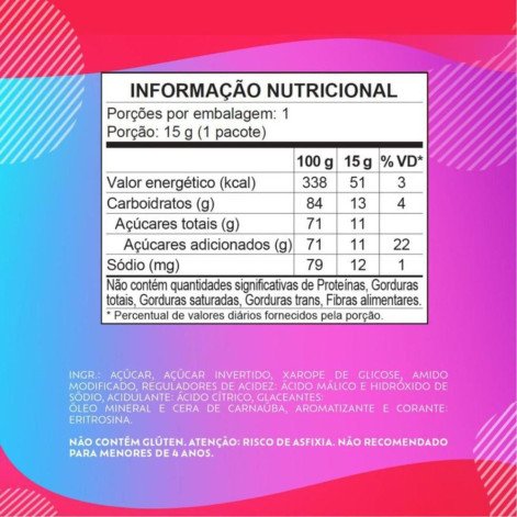 Bala de Gelatina Tutti-Frutti Bubbaloo 15g Pacote Macia